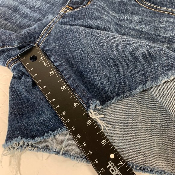 American Eagle Cutoff Jean Shorts Sz 10 Step Hem Denim Stretch Medium Wash Whisk - Picture 8 of 9